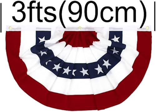 Miniatura 2 de Flaglink Bandera de abanico plisada estadounidense de 1.5 x 3 pies, ancho aproximado de 35.4in, bandera patriótica de Estados Unidos, paquete de 6