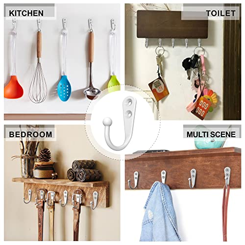 15PCS Coat Hooks - White Robe & Coat Wall Hooks with 30 Screws - Image 4