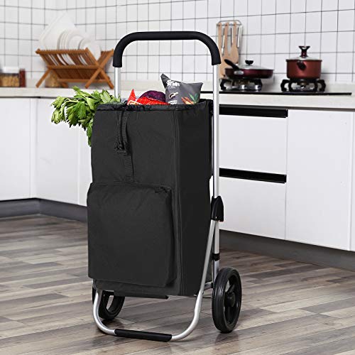 SONGMICS Faltbarer Einkaufstrolley, mit Rollen, Leichter Einkaufswagen mit isoliertem Kühlfach, 40...