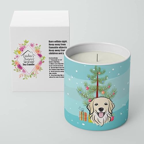 Miniatura 2 de Carolines Treasures BB1577CDL - Vela decorativa de soja con diseño de árbol de Navidad y Golden Retriever de 10 onzas multicolor