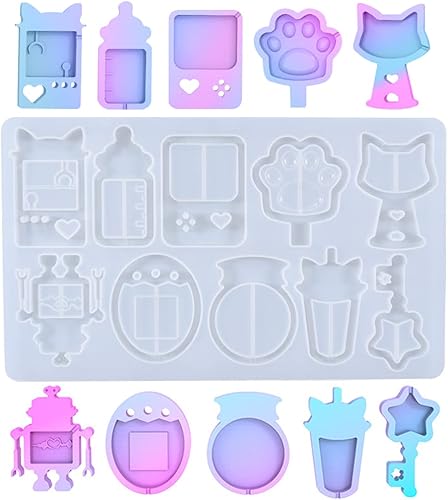 iSuperb Moldes de resina agitadora, moldes de silicona de arena movediza, molde de resina epoxi, molde de agitador para dijes, joyas, llavero,