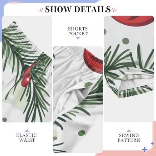 Christmas Ball Pine Branches Boys Long Pants Soft Trousers Elastic Waist Kids Lounge Bottoms with Pockets S-XL4