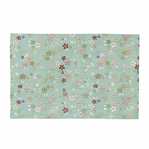 なーむくまちゃん工房 さくら柄 経机掛け 高級京型金襴敷物 防炎加工 サイズ25cm×38.5cm (16号, 005.緑)