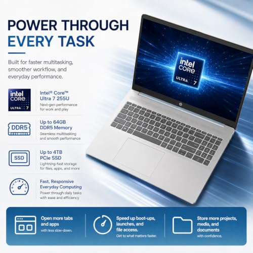 Image of HP New 17.3 inch Touchscreen Business Laptop(2026 Premium Edition), Intel Core Ultra 7 225U(12 Cores, Up to 4.8 GHz), 64GB DDR5, 1TB PCIe, Backlit Keyboard, Fingerprint Reader, Windows 11 with MS365 Web