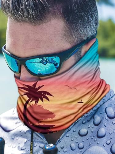 Tie-Dye Spiral Neck Gaiter Men's Psychedelic Rainbow Pattern Windproof Dustproof Balaclava for Festival or Outdoor Sports