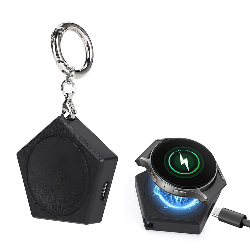 KETOPKIN Keychain Charger for Samsung Galaxy Watch Ultra/7/6/6 Classic/ 5/5 Pro/4/4 Classic/3/Active/Active 2 Charging Dock for Galaxy Watch FE 40mm (Black)