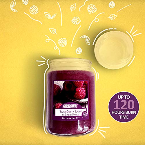 AIRPURE Large Candle Scented, Raspberry Bliss Fragrance, 18oz Jar, 120 Hour Ornamental Candles, Fill The Room with a Warm and Homey Fragrance, for The Bedroom, Bathroom, Family Room or Office - Image 6
