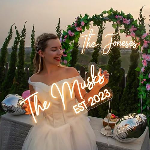 Custom Neon Sign for Wedding Birthday Party Holiday Billboard 30inch 36inch Large Customizable Name Sign for Wall Decor Light Box Home Bedroom Personalized LED Display Letters Customize Light Up Logo