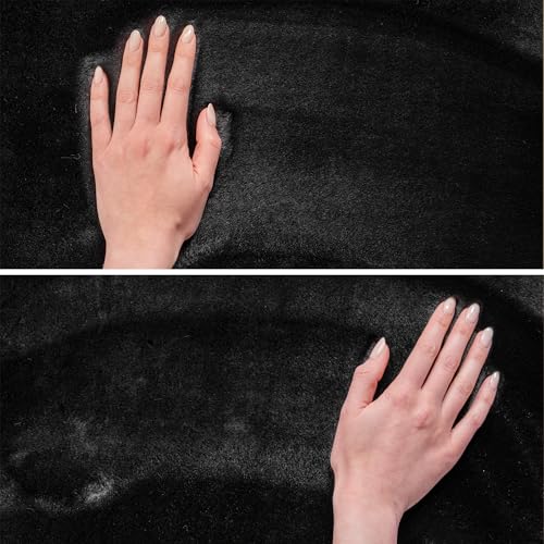 SIMPEX Runder Teppich Schwarz 80 cm Waschbarer Kurzflor Teppich, rund, rutschfest & weich, modernes einfarbiges Design für Wohnzimmer… – Ansicht 4