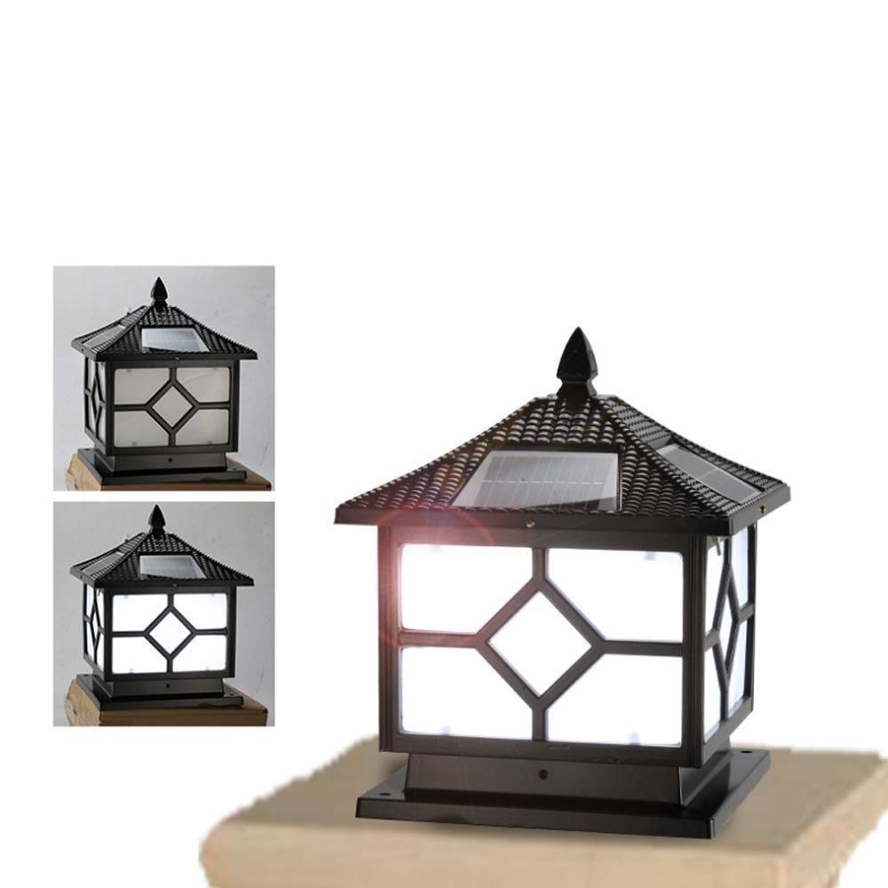 Lampa zewnętrzna, szklany trawnik, latarnia, lampa solarna LED, kolumna pocztowa, kolumna, czarna, aluminiowa, super jasna, europejska lampa w stylu retro