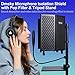 Dmsky Microphone Isolation Shield with Pop Filter & Tripod Stand, Foldable Mic Shield with Triple Sound Insulation, High Density Mic Sound Shield for Recording Studio, Podcasts, Singing, Broadcasting