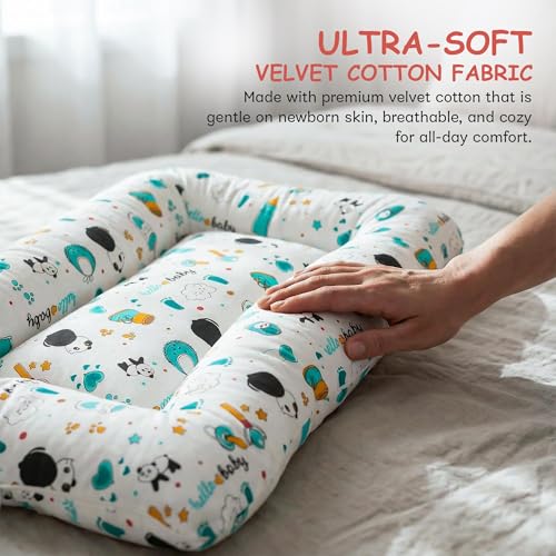 Image of Baybee Panda 3-in-1 Baby Cotton Carry Nest for Newborns 0-12 Months | Portable Baby Activity Nest | Ultra Soft, Lightweight, Travel Friendly & Washable (Green)
