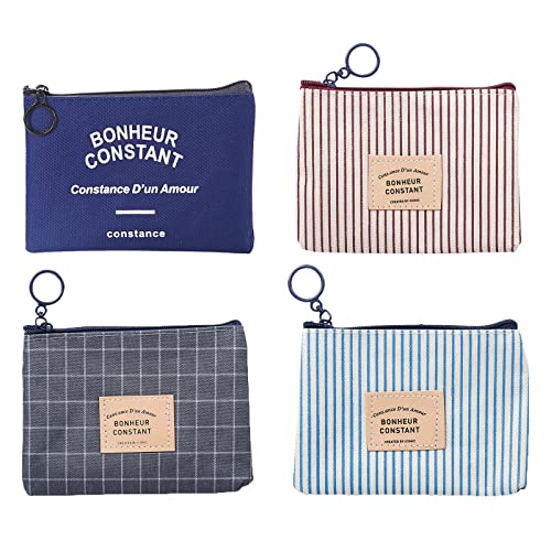 Mini Porte Monnaie Fleuri En Toile 4 Pièces Porte Monnaie En Tissus Femme Porte Monnaie Mignon Pochette De Monnaie Avec Zip Pour Les Pièces De Monnaie Le Rouge à Lèvres Les Clés Et Les Petites Choses Cover