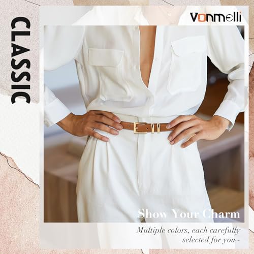VONMELLI Leather Thin Belts for Women, Fashion Women's Skinny Belts Thin Ladies Belts for Jeans Dress Pants4