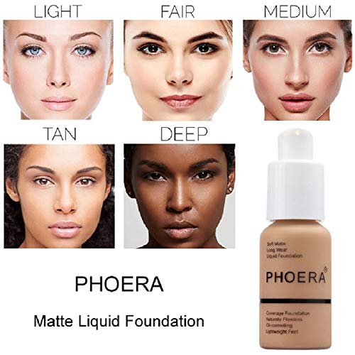 2Pack Phoera Foundation,Flawless Soft Matte Liquid Foundation Oil Control Concealer Durable Waterproof 24 Hour Foundation Makeup。 (109-Mocha) #TOP2