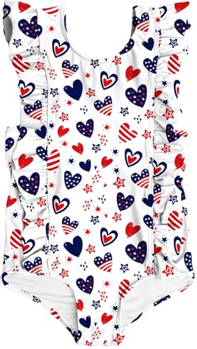 Image of RAISEVERN Baby Girls Swimsuit Ruffles Bathing Suits Cute Beach Sport Swimming Backless Summer One Piece Swimwear 2-7 Years