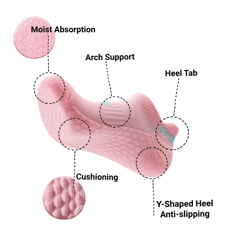 Women's Performance Heel Tab Athletic Socks Running Low Cut (5 Pairs) Shoe Size: 5-103