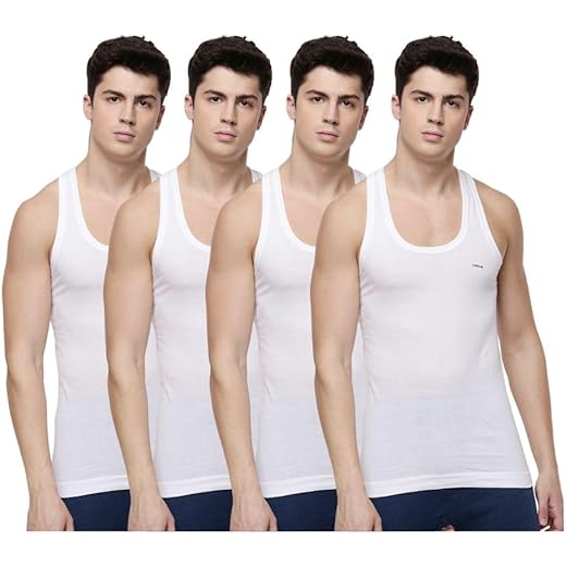 Dollar Lehar Men Combed Cotton Vest - White