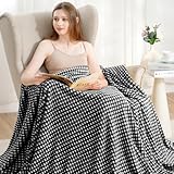 Zyrah Black and White Fleece Throws for Couch Super Soft Throw Blanket Plaid Lightweight Decorative Fuzzy Cozy Blankets for Sofa Chair Bed 40x50 Inches