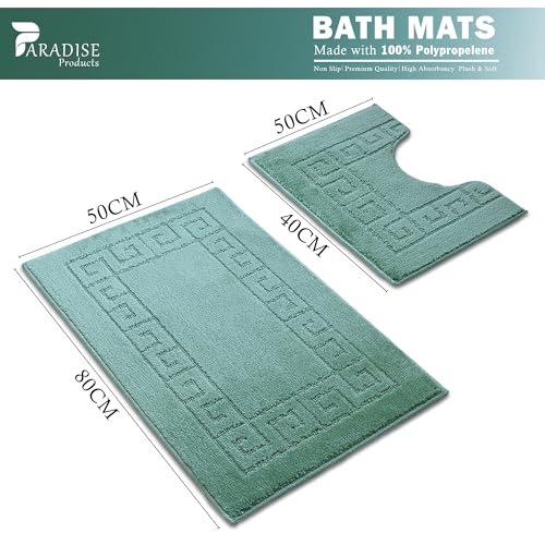"Paradise Products Badematten-Set im neuen griechischen Teppich-Stil, 2-teilige rutschfeste Badezimmermatten (grün) – Bild 4