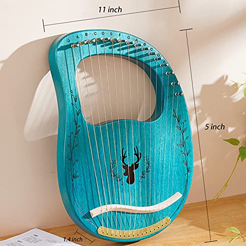 Lyre harp 16 string metalen snaren hout harp instrumenten voor kind mahonie kleine harp gitaar met tuner, musicbook… - Image 3