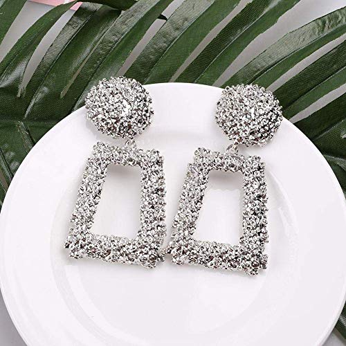 Geometric Square Shaped Sparkling Drop Earrings