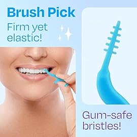 Trueocity Dental Flossers Brush Picks 2 Pack w/Travel Case (100 Total Count), Dental Floss Glides Easy, Flosser Helps Prevent Tooth Decay & Gum Disease, Easy Grip, Flossers for Adults, Mint Flavored