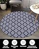Blue Abstract Fluffy Round Area Rug Carpets 4ft, Plush Shaggy Carpet Soft Circular Rugs, Non-Slip Fuzzy Accent Floor Mat for Living Room Bedroom Nursery Home Decor Modern Geometric Contemporary Art #2