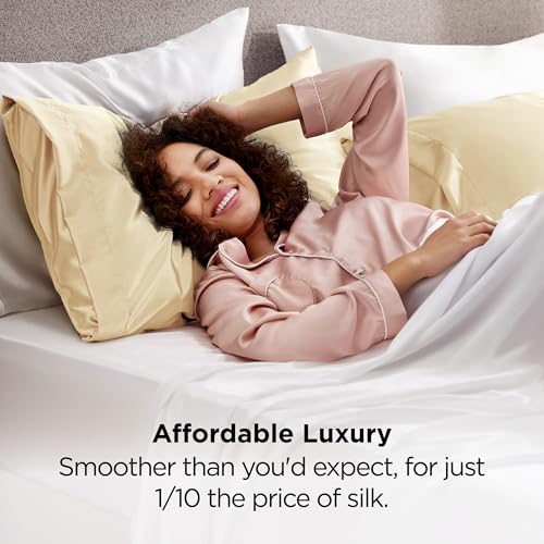 image for Bedsure King Size Satin Pillowcase Set of 2 - Champagne Gold Silky Pil