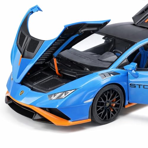 Image of Lamborghini Huracan STO 1:24 Scale Die-Cast Car Model White - Cofango Hood Opens Sound Light Openable Doors Pull-Back Alloy Supercar Collectible Toy