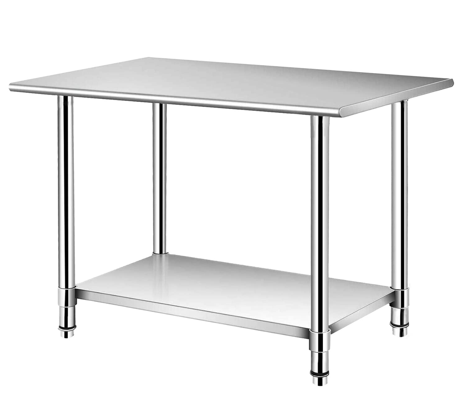 tonchean Stainless Steel Prep Table 91x61x85cm Kitchen Catering Commercial Table Food Preparation Workbench Adjustable Heavy Duty Food Prep Table with Under Shelf for Restaurant Home Hotel