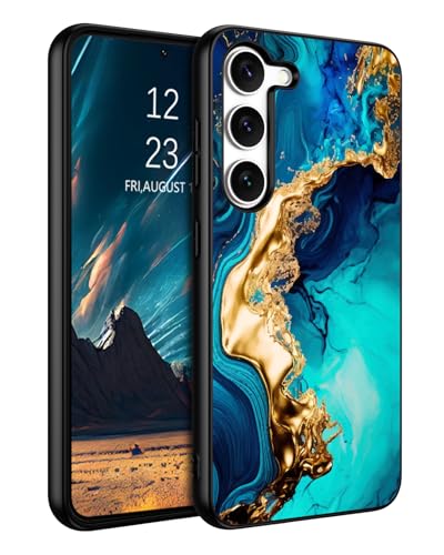 BENTOBEN für Samsung S23 Hülle, Handyhülle Samsung Galaxy S23 5G Case Leuchten im Dunkeln Slim Fluoreszenz Gold Blau Mar...