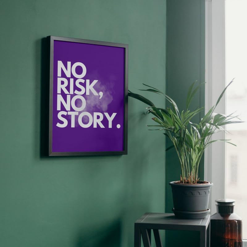 Image of Wall Framed Posters | 8x12 inch size | Motivational Quotes Posters |Inspirational inchNo Risk No Story inch Motivational Photo Frame - Desk & Wall Decor, Office & Home Inspirational Quote Frame