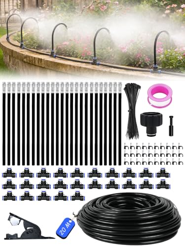 Bewässerungssystem Garten bewässerung 20 m Tropfbewässerungssystem, Gartenbewässerungssystem Gewächshaus, 25 Biegsames Nebelrohr, für Garten, Gewächshaus, Terrasse, Balkon