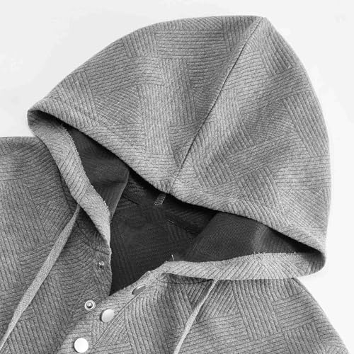 Mens Button up Hooded Sweatshirts Long Sleeve Textured Solid Pullover Casual Lightweight Fall Fashion Hoodies Pockets4