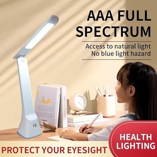 Image of One94Store Folding Desk Lamp | 1500mAh Battery, USB Rechargeable, 3-Level Brightness, 360 Bendable & Foldable | Portable LED Study Table Lamp for Reading, Students,Office & Home Use