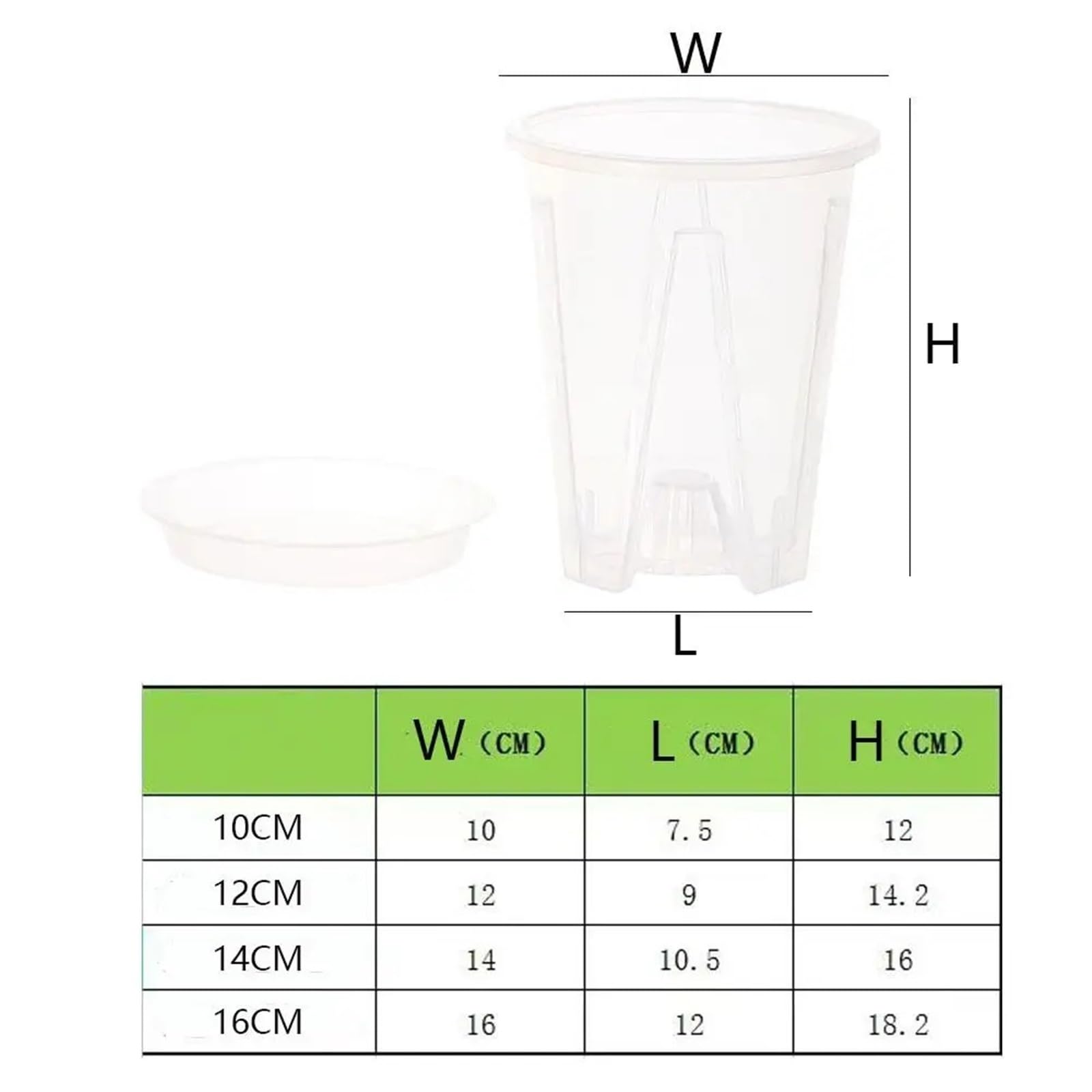 Przezroczyste plastikowe rośliny Doniczki przezroczyste 10-16 cm, 5 szt. Do storczyków i roślin doniczkowych(With Tray,16cm)