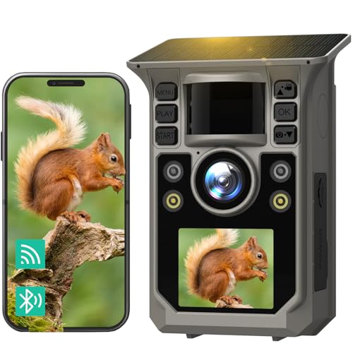 FKPCAM Wildkamera mit Handyübertragung APP, Solar WLAN 4K HD Video 64MP Eingebaute 7500mAh...