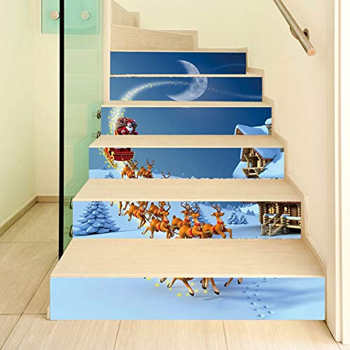 Xmas Stair Sticker, 6Pcs Christmas Themed Beautiful Pattern Stair Sticker Floor Wall Decal Home Decoration - Image 4