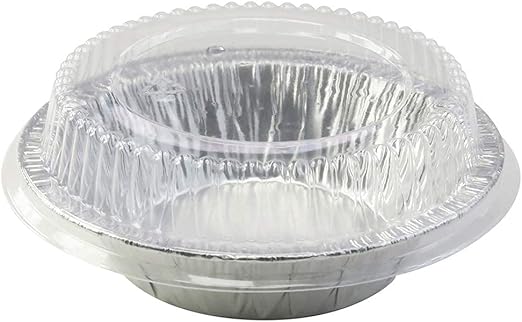 SAFCA KitchenDance Disposable Aluminum Foil Tart Pan with Lid - 5" Aluminum Foil Individual Pie Pans, Mini Pie Pans, Pot Pie Tins, Baking Pan Perfect for Pies, Cobblers - 501P, (25)