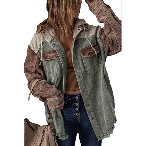 Yokbeer Shacket Jacket Damen, Einfarbige Lockere Fledermausärmel Waffel...