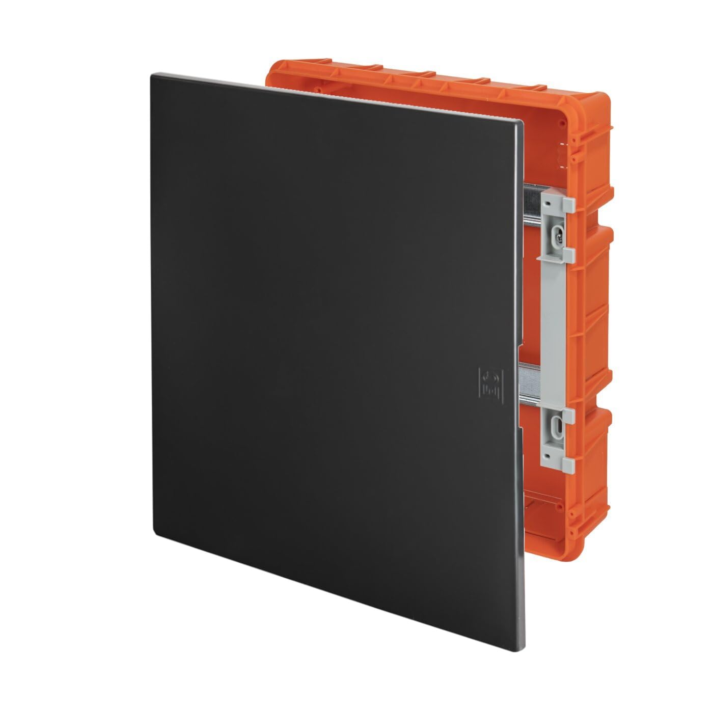 Boîtier encastrable pour maçonnerie – Tableau électrique 24 modules DIN (2 x 12), couvercle aveugle ultra fin 11 mm, style moderne et élégant, IP40, rail DIN, pour rénovation d'appartements, noir