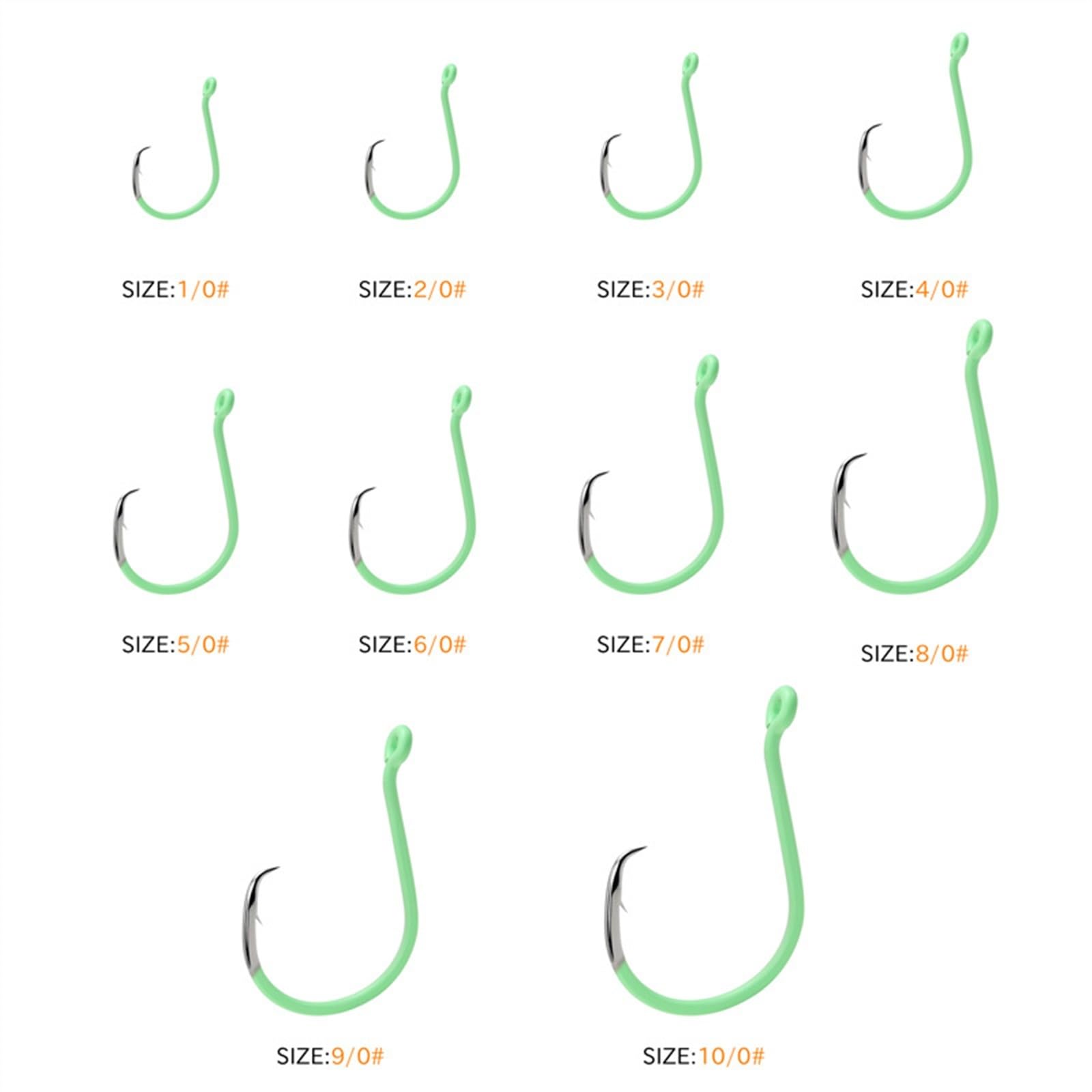 Kit di attrezzatura da pesca ami da pesca gancio da pesca circolare luminoso offset sinistro 10 misure 4-10 pezzi confezione da 4-10 pezzi amo da pesca pesca notturna ami da pesca ganci per