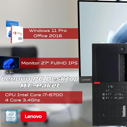 Lenovo PC komplett Büro Professional i7 no 4.0 GHz - Monitor 27 Zoll FHD 32 GB RAM 1 Tera SSD Nvme - Win 11 Pro MS Office Garantie 36 Monate