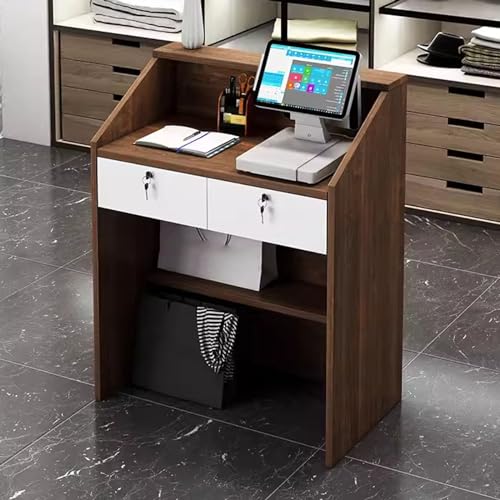 Escritorio de recepción con cerradura y cajón, mesa frontal para oficina y salón de belleza, elegante estación recepcionista, muebles modernos de escritorio para pago