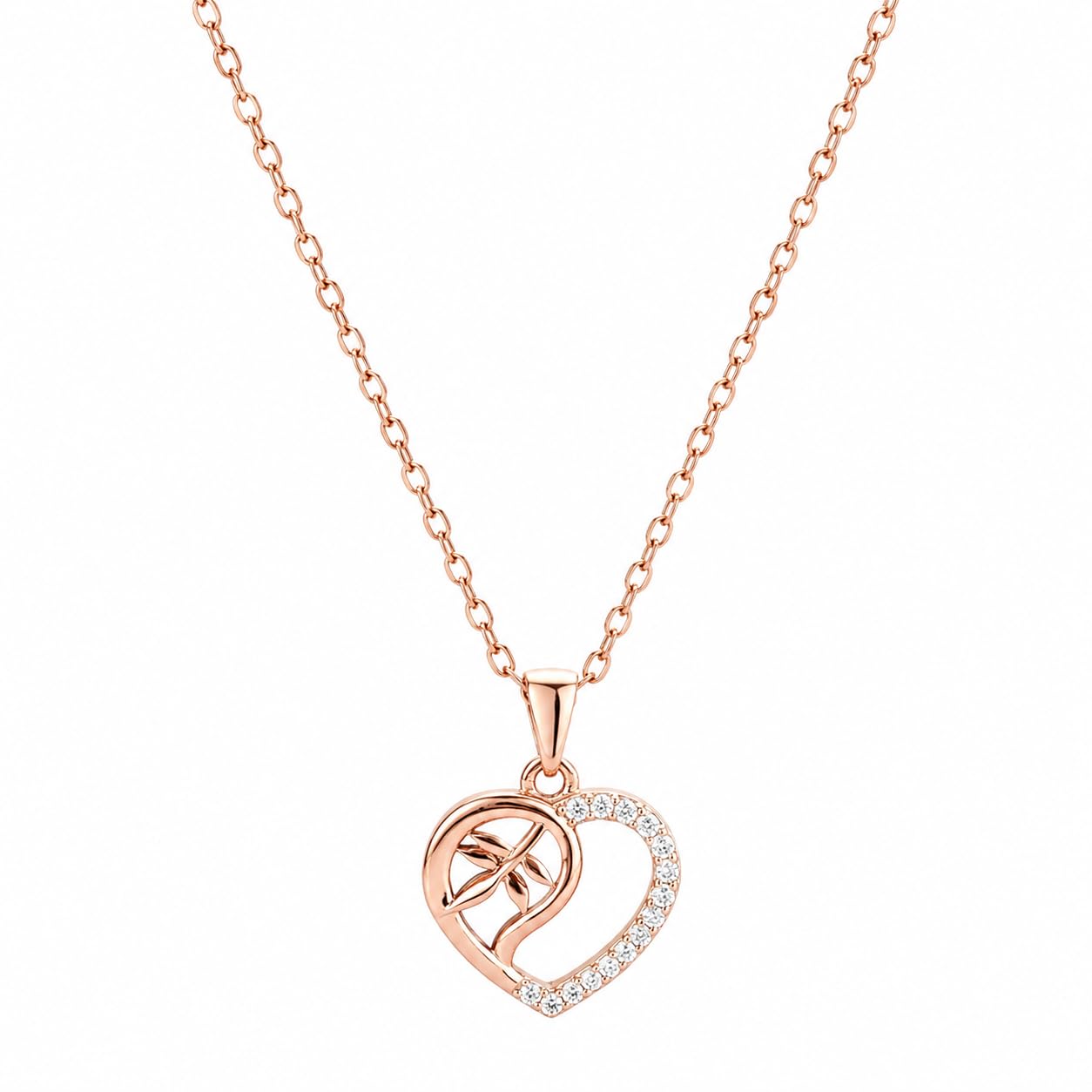 925 Sterling Silver Heart Tree of Life Pendant Necklace for Women | Cubic Zirconia Heart Charm Necklace | Adjustable Chain | Romantic Gift for Girls, Wife & Women-image-10