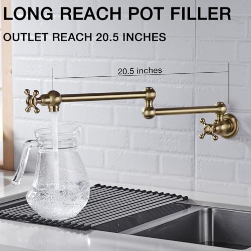 Trustmi Pot Filler Kitchen Sink Faucet, Brass Wall Mount Pot Filler Faucet With Double Joint Swing Arm thumb #4