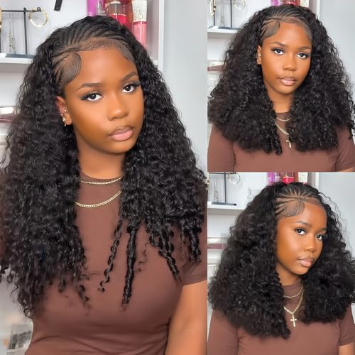 Image of Celiarita Burmese Curly Half Wig Human Hair 22Inch Glueless Wigs Human Hair with Spiral Curls End 3 In 1 Half Wigs for Women Wear Go Drawstring Headband Wig Beginner Friendly