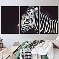 3 Piece Framed Canvas Wall Art Black and White Animals Canvas Prints Home Artwork Decoration for Living Room,Bedroom - 16
