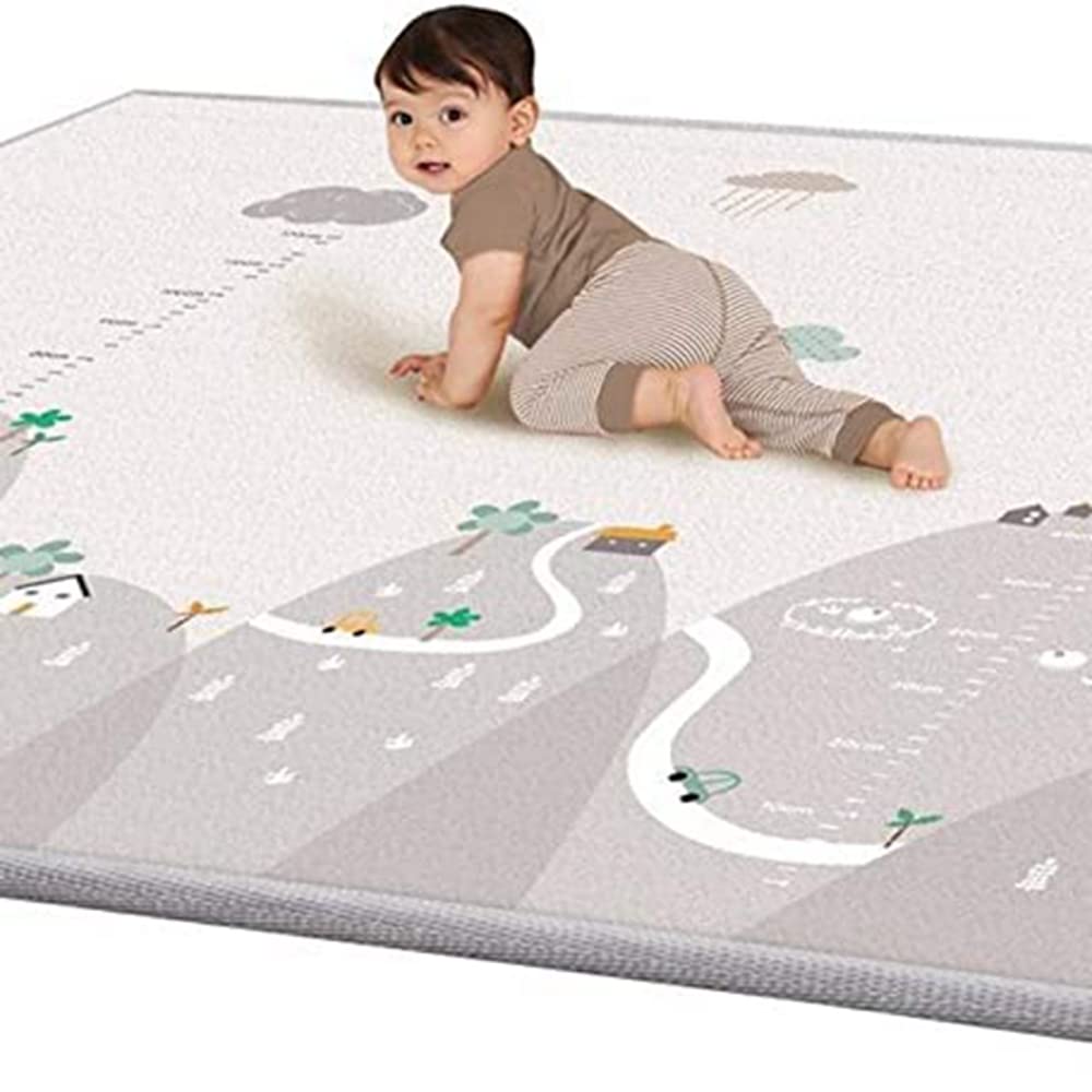 Homarket200 * 180 * 1.5 CM Folding Playmat, Baby Play Mat for Floor Play, Extra Thick Kids Crawling Mat, Water Proof and Reversible Large Soft for Toddler (Type-3)